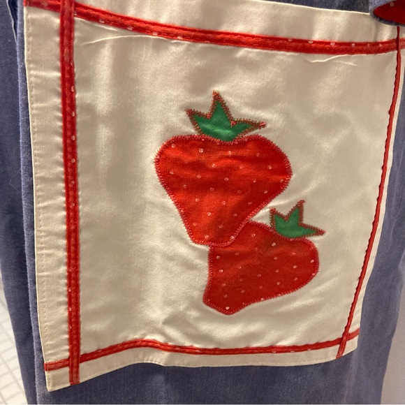 Vintage short sleeve strawberry pattern pocket robe dress mumu smock size M L - Picture 6 of 15
